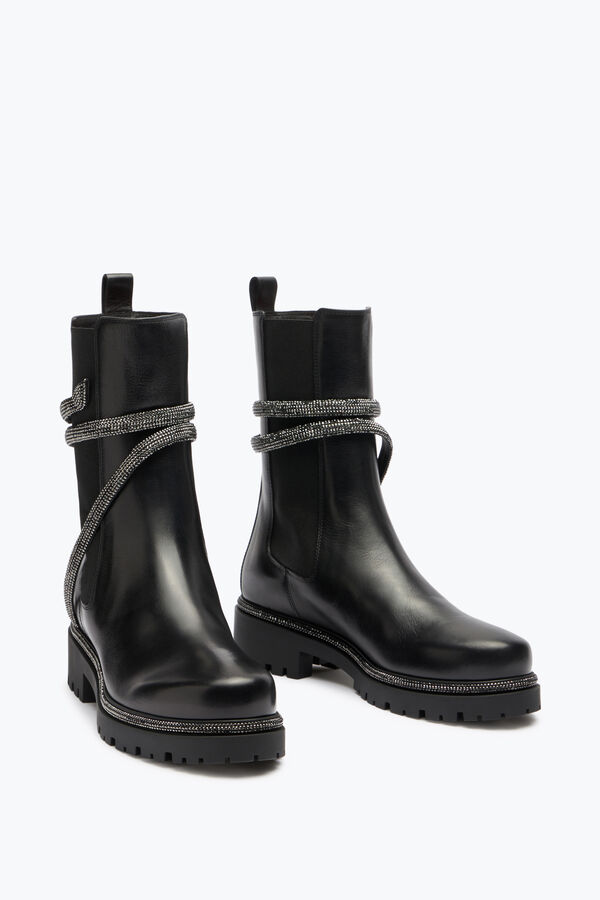 jeweled cleo kampf schwarze biker-stiefel rene caovilla