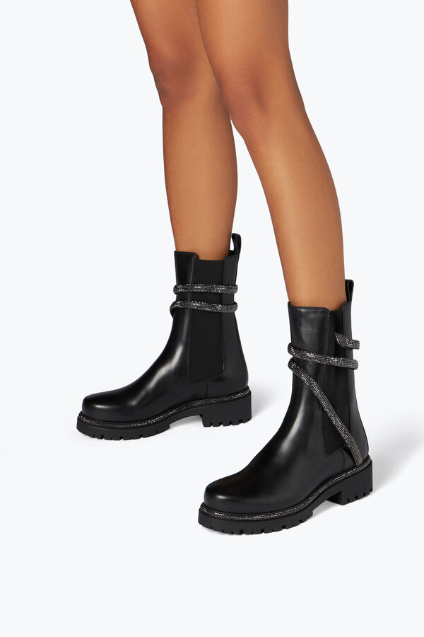 jeweled cleo kampf schwarze biker-stiefel rene caovilla