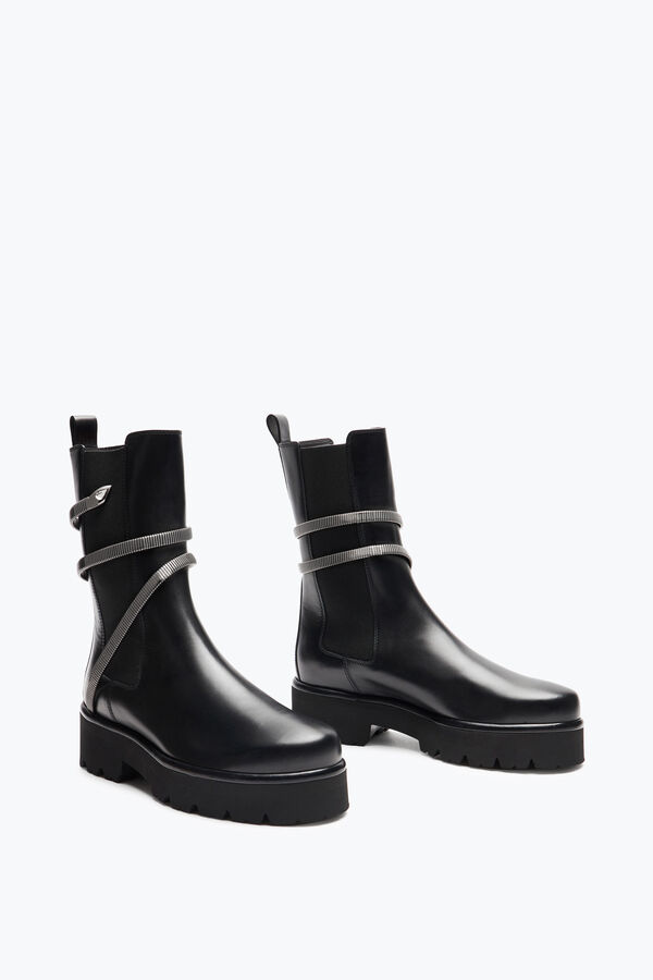 jeweled juniper schwarz und silber biker boot 45 rene caovilla