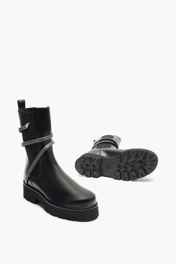 jeweled juniper schwarz und silber biker boot 45 rene caovilla