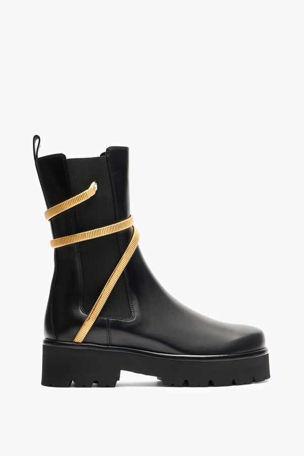 jeweled juniper schwarz und gold biker boot 45 rene caovilla