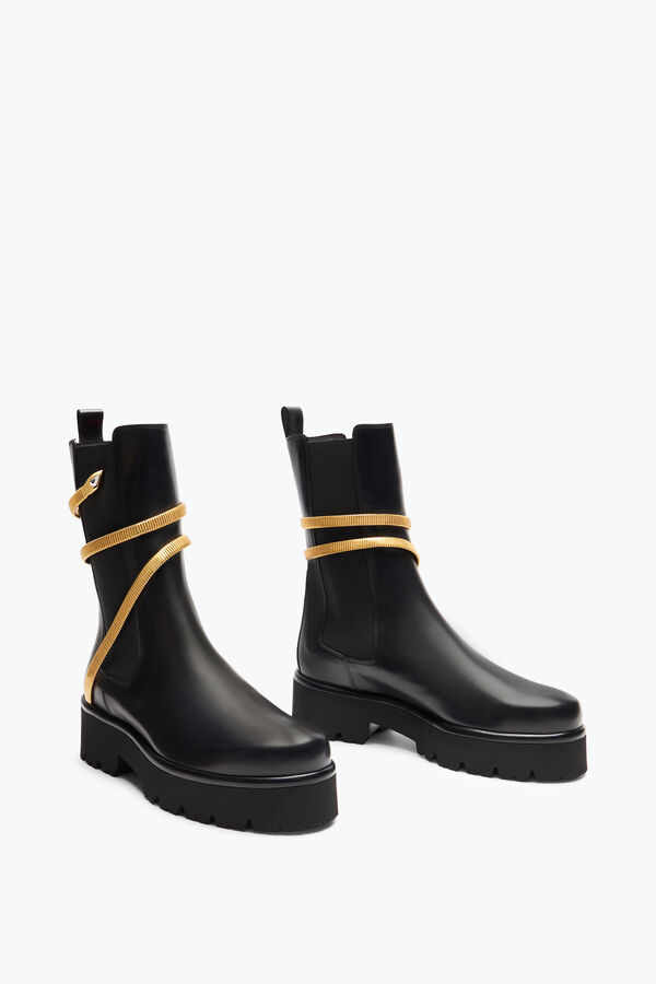 jeweled juniper schwarz und gold biker boot 45 rene caovilla