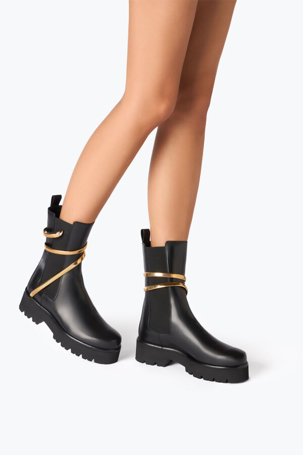 jeweled juniper schwarz und gold biker boot 45 rene caovilla