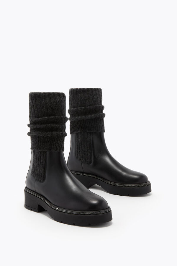 jeweled bika leder und kaschmir schwarz ankle boot mit kristallen 50 rene caovilla