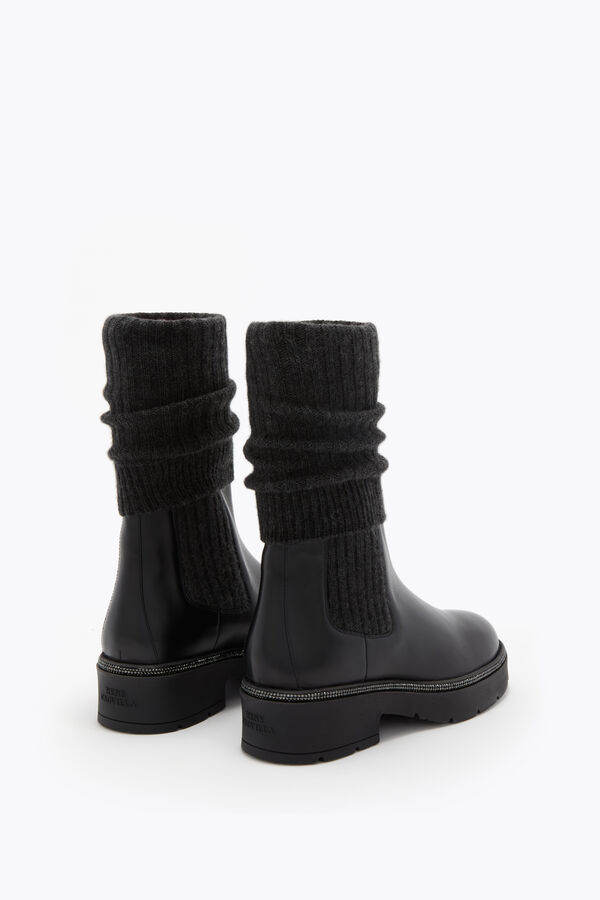 jeweled bika leder und kaschmir schwarz ankle boot mit kristallen 50 rene caovilla