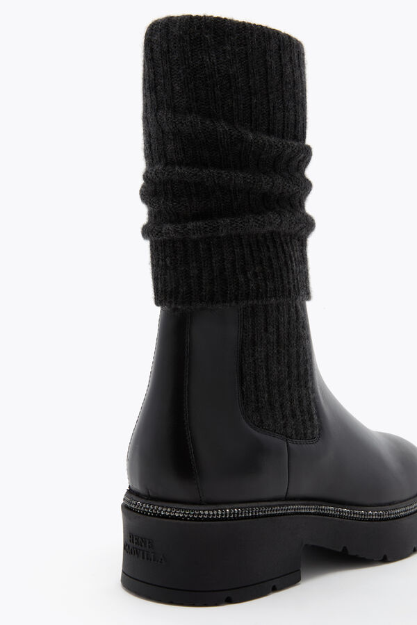 jeweled bika leder und kaschmir schwarz ankle boot mit kristallen 50 rene caovilla
