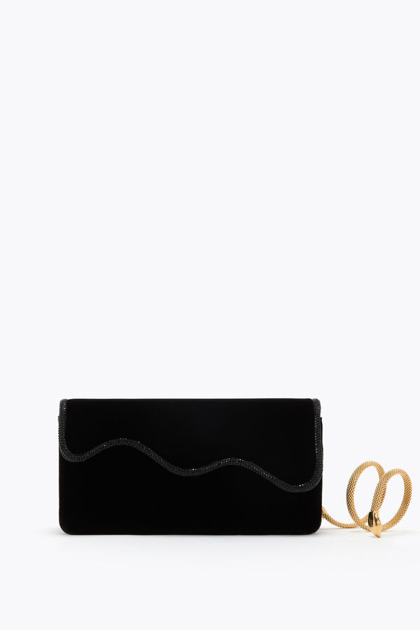 jeweled onda schwarzer samt clutch rene caovilla