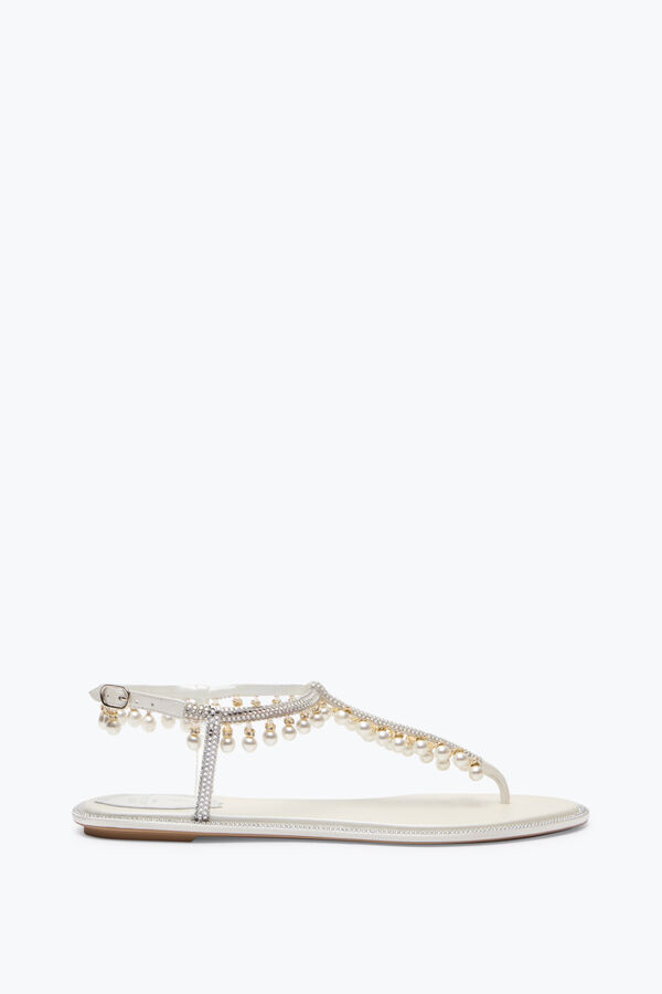 jeweled diana weiße sandale mit perlen 10 rene caovilla
