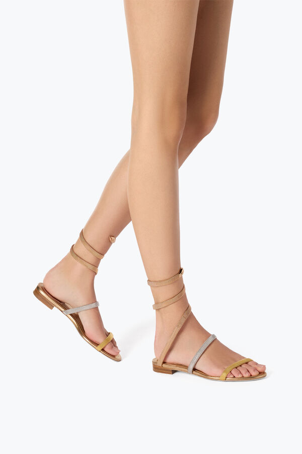 jeweled trigold cleo drei-getÖnten flat sandal 10 rene caovilla