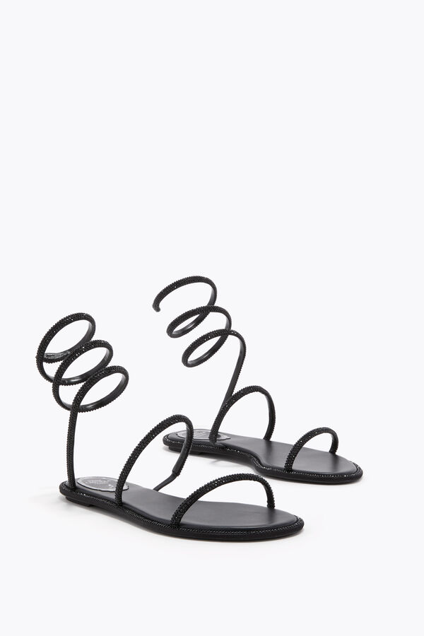 jeweled cleo black flat sandal 10 rene caovilla