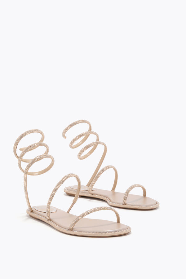 jeweled cleo gold flat sandal 10 rene caovilla