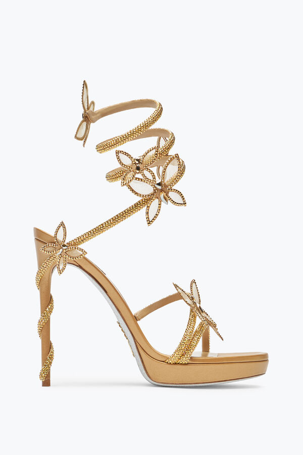 jeweled margot gold plattform sandale mit schmetterlingen 120 rene caovilla