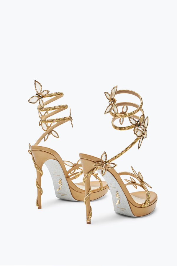 jeweled margot gold plattform sandale mit schmetterlingen 120 rene caovilla