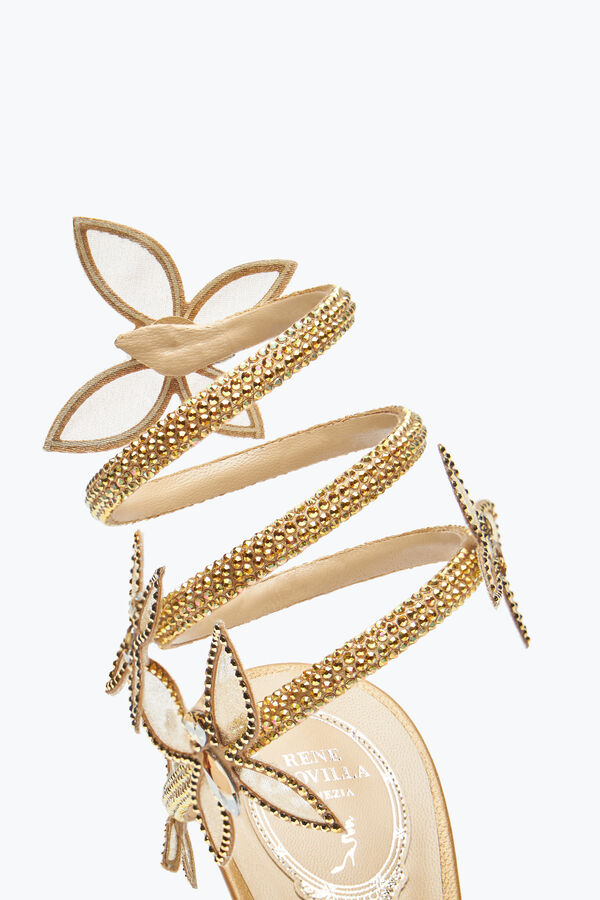 jeweled margot gold plattform sandale mit schmetterlingen 120 rene caovilla