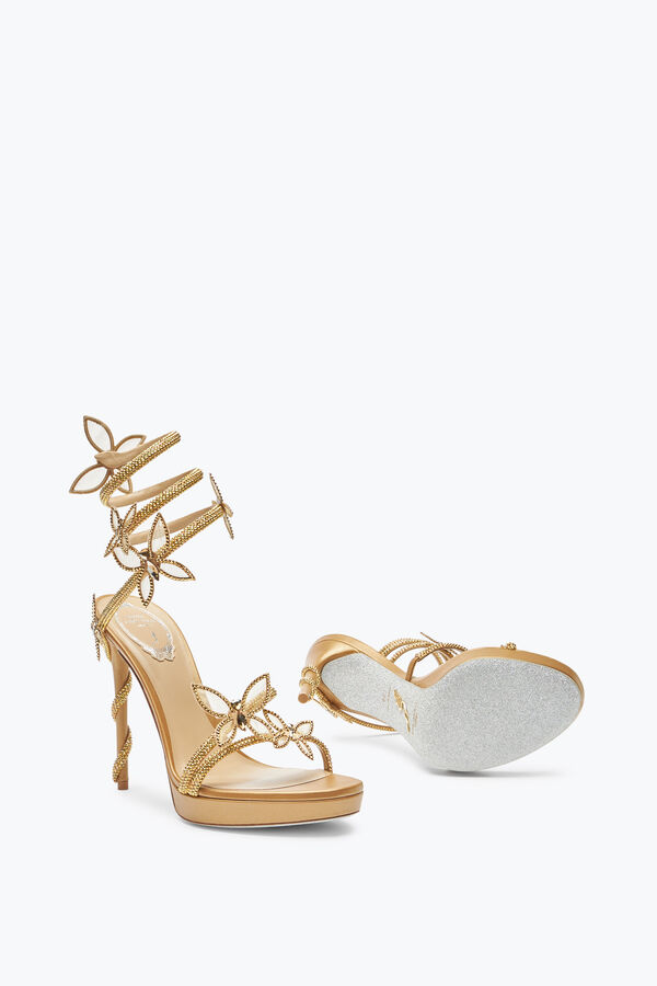jeweled margot gold plattform sandale mit schmetterlingen 120 rene caovilla