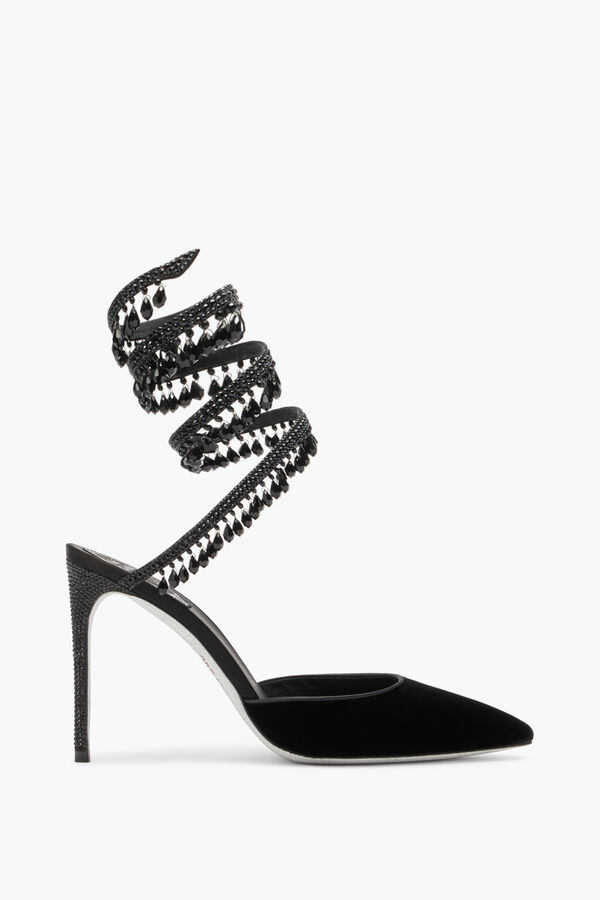 jeweled schwarzen pumps in samt kronleuchter rene caovilla