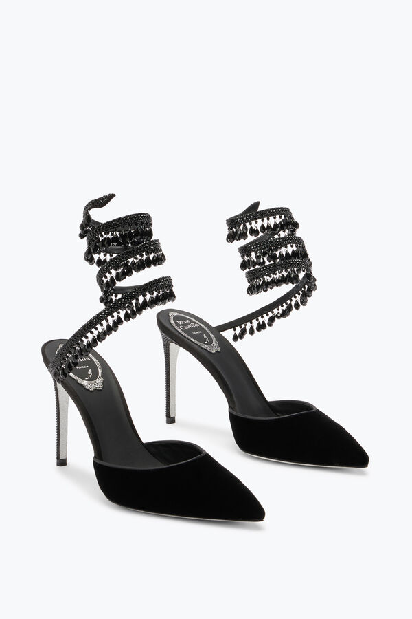 jeweled schwarzen pumps in samt kronleuchter rene caovilla