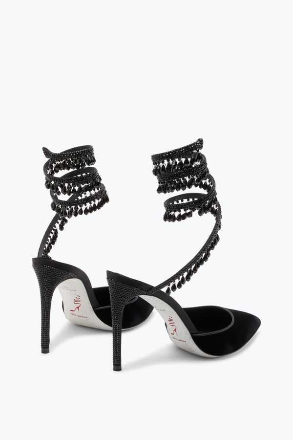 jeweled schwarzen pumps in samt kronleuchter rene caovilla