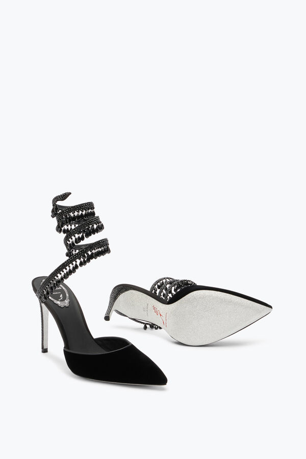 jeweled schwarzen pumps in samt kronleuchter rene caovilla