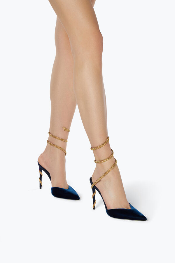 jeweled margot deep blue slingback pump 105 rene caovilla