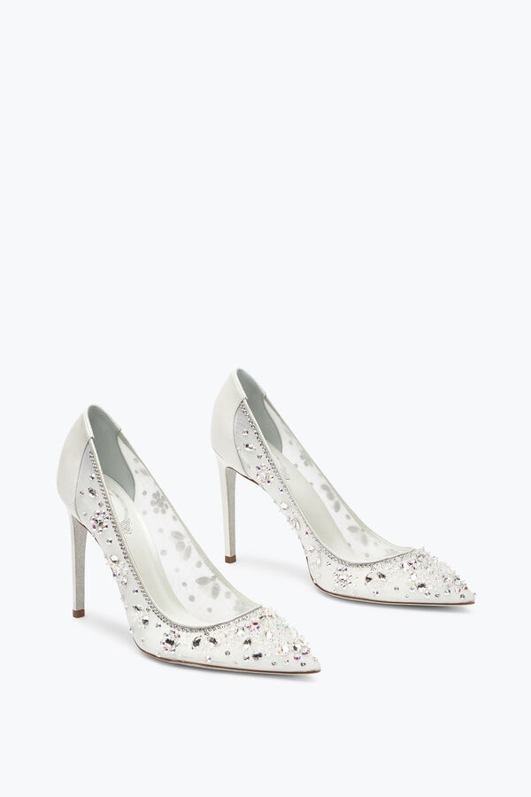 jeweled cinderella weiß pumpe 105 rene caovilla