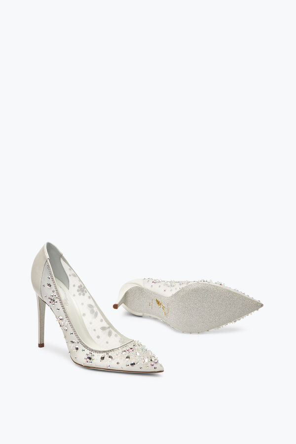 jeweled cinderella weiß pumpe 105 rene caovilla