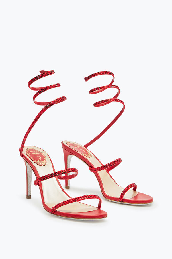 jeweled cleo rot sandale 80 rene caovilla