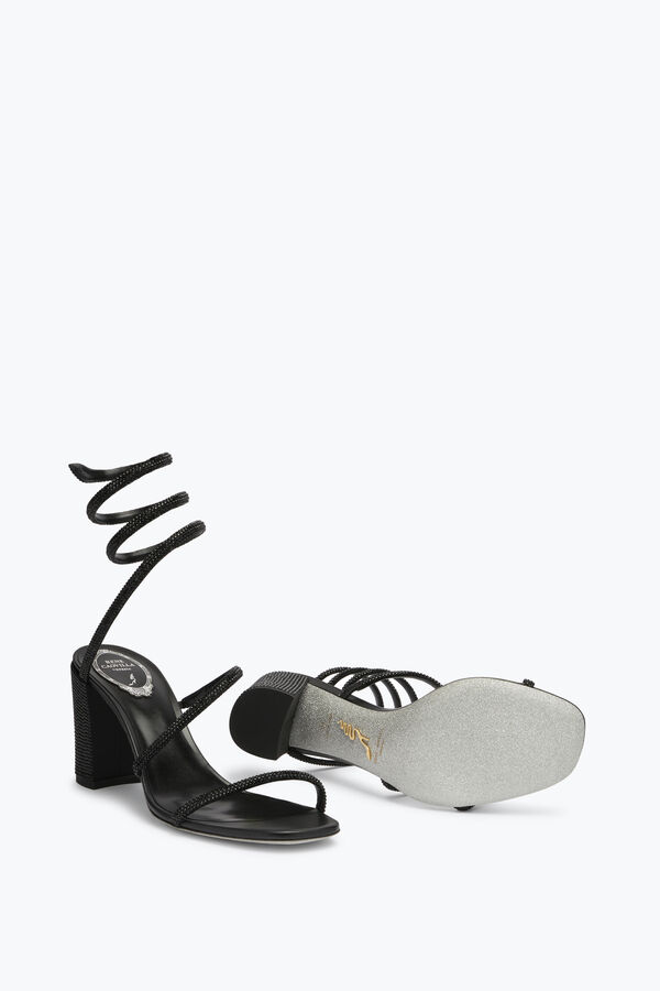 jeweled cleo block-heels kristall schwarz sandale 80 rene caovilla