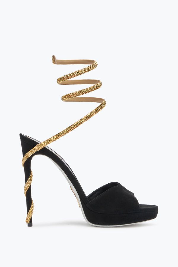 jeweled margot black suede und gold platform sandal 120 rene caovilla