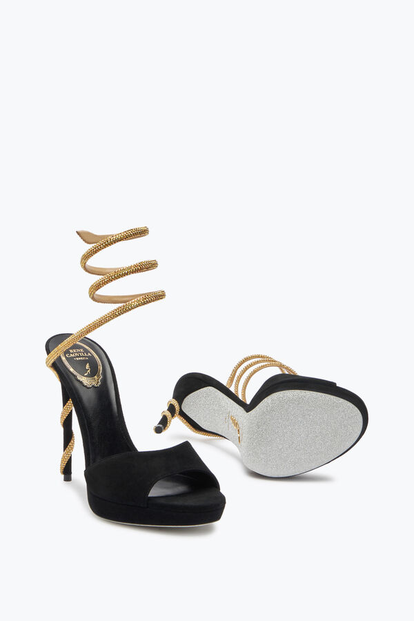 jeweled margot black suede und gold platform sandal 120 rene caovilla
