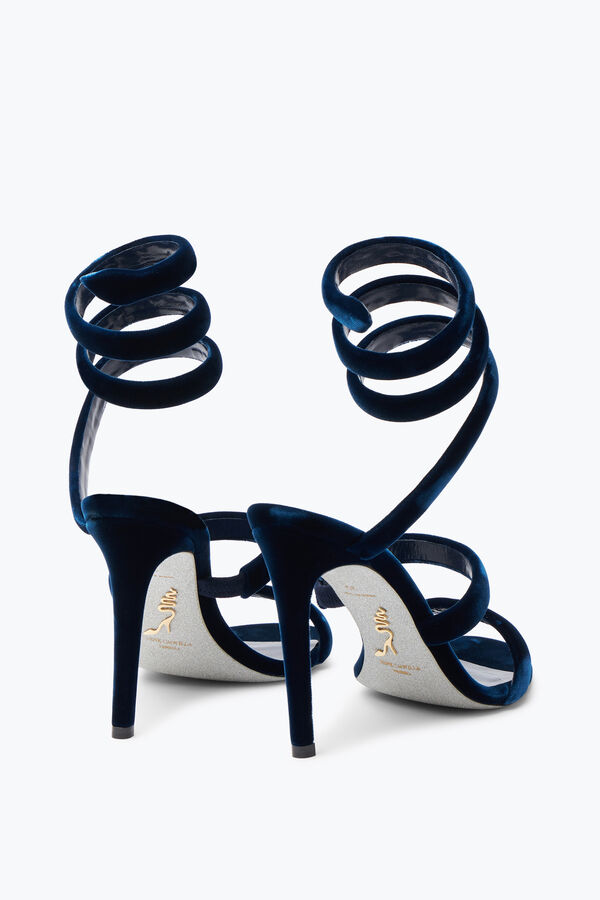 jeweled cleo navy velvet sandal 105 rene caovilla