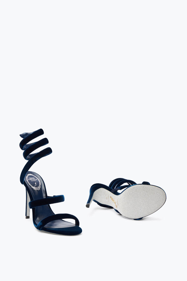 jeweled cleo navy velvet sandal 105 rene caovilla