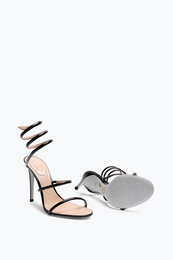jeweled cleo metallic black sandal 105 rene caovilla