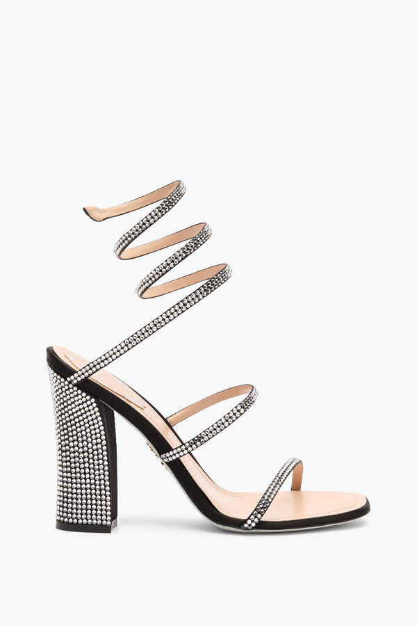 jeweled cleo schwarz sandale mit seele ferse 105 rene caovilla