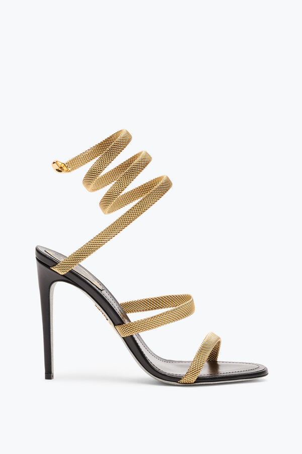 jeweled trigold cleo schwarz-gold sandal 105 rene caovilla