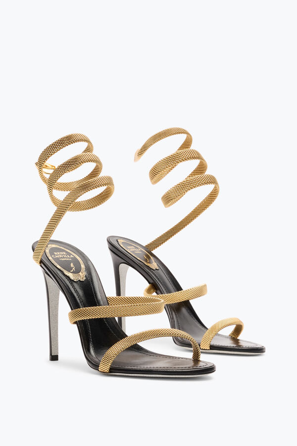 jeweled trigold cleo schwarz-gold sandal 105 rene caovilla