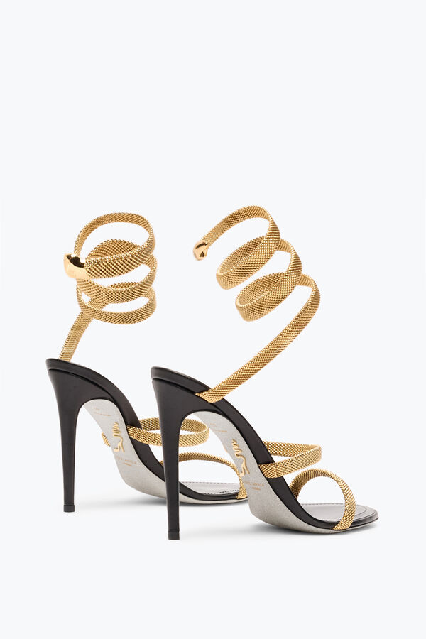 jeweled trigold cleo schwarz-gold sandal 105 rene caovilla