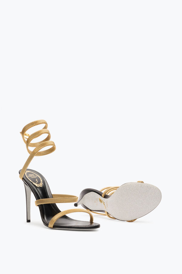 jeweled trigold cleo schwarz-gold sandal 105 rene caovilla