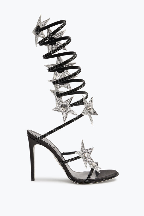 jeweled super cleo star black amp silver sandal 105 rene caovilla