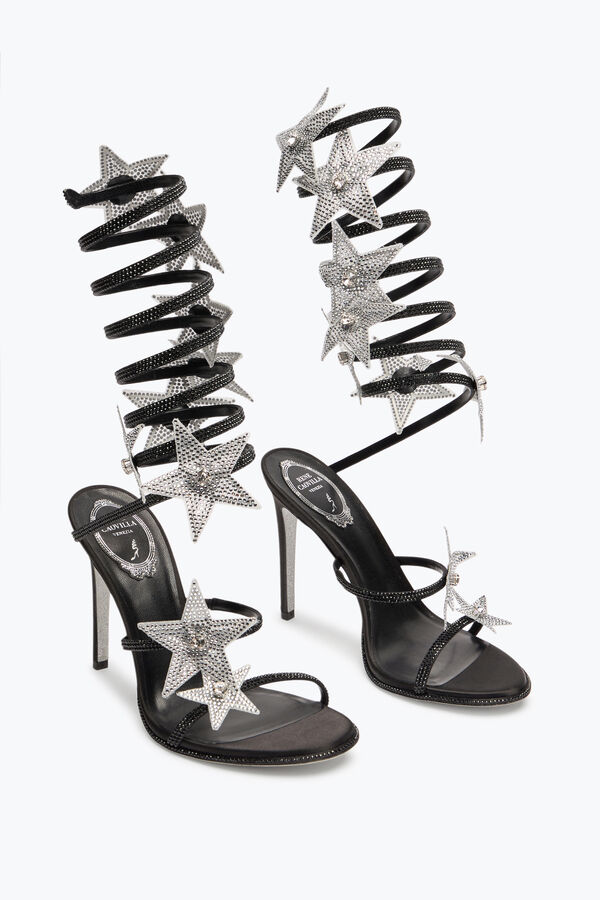 jeweled super cleo star black amp silver sandal 105 rene caovilla