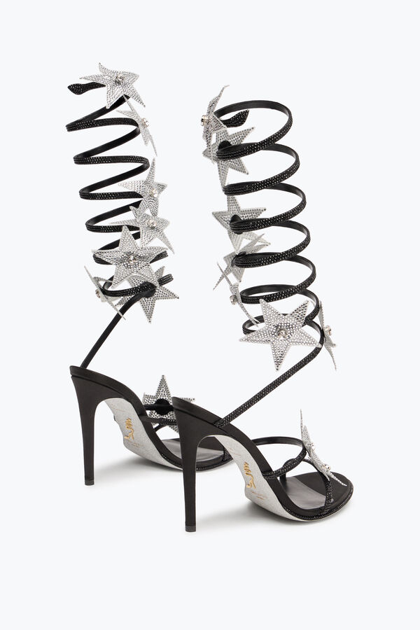 jeweled super cleo star black amp silver sandal 105 rene caovilla