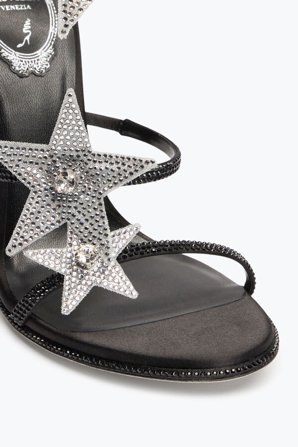 jeweled super cleo star black amp silver sandal 105 rene caovilla