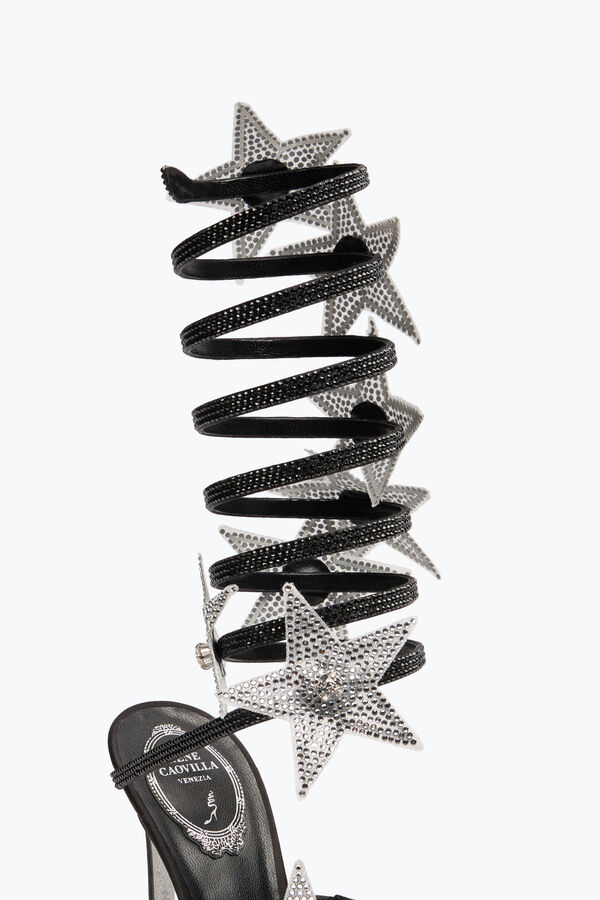 jeweled super cleo star black amp silver sandal 105 rene caovilla