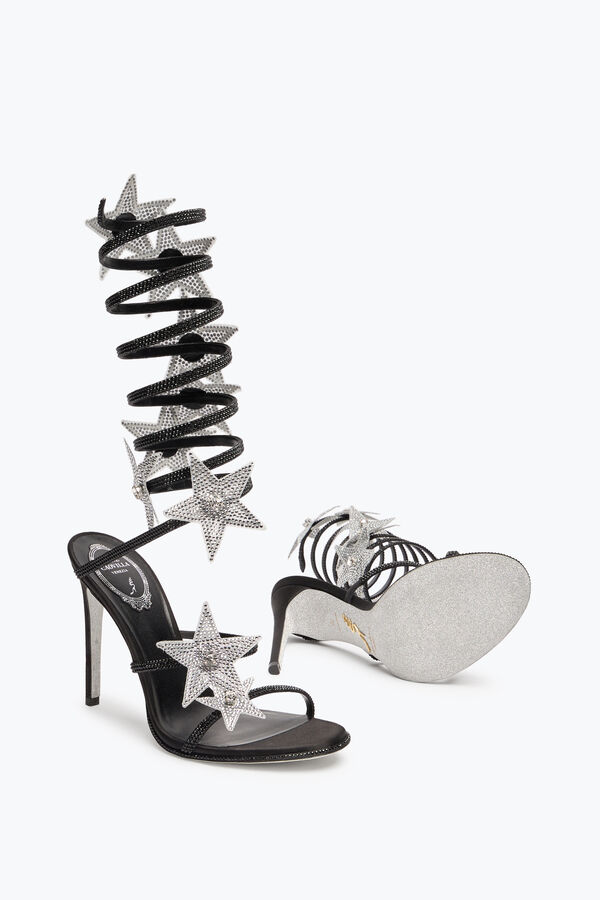 jeweled super cleo star black amp silver sandal 105 rene caovilla