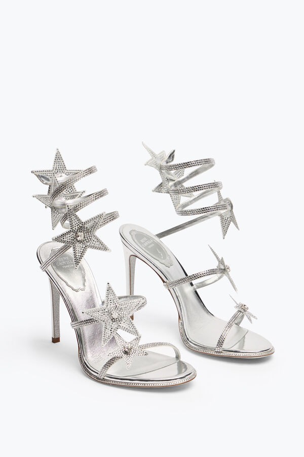 jeweled cleo star silver sandal 105 rene caovilla