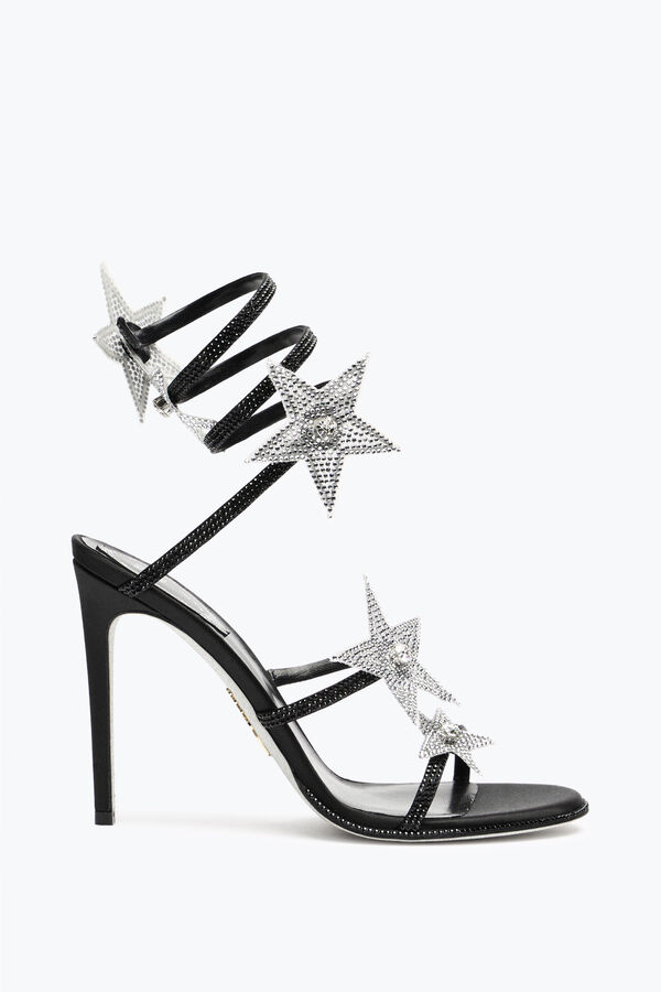 jeweled cleo star black amp silver sandal 105 rene caovilla