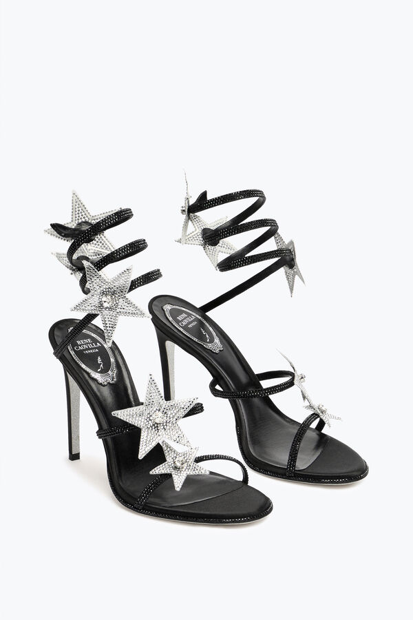 jeweled cleo star black amp silver sandal 105 rene caovilla