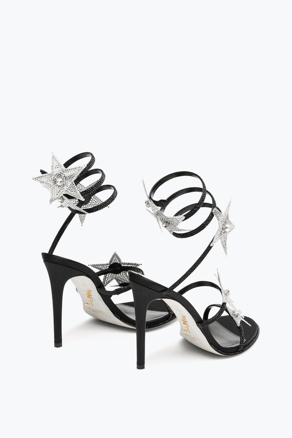 jeweled cleo star black amp silver sandal 105 rene caovilla