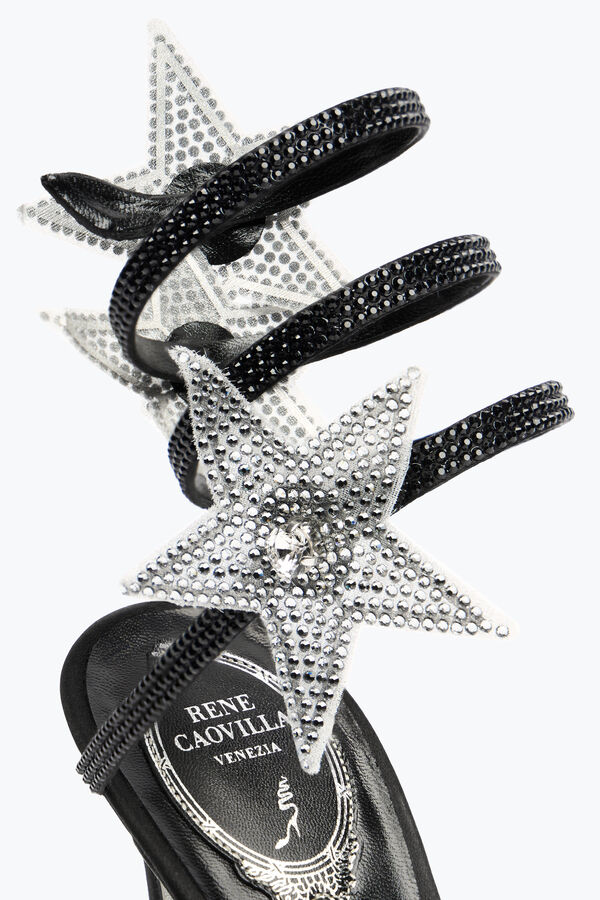 jeweled cleo star black amp silver sandal 105 rene caovilla