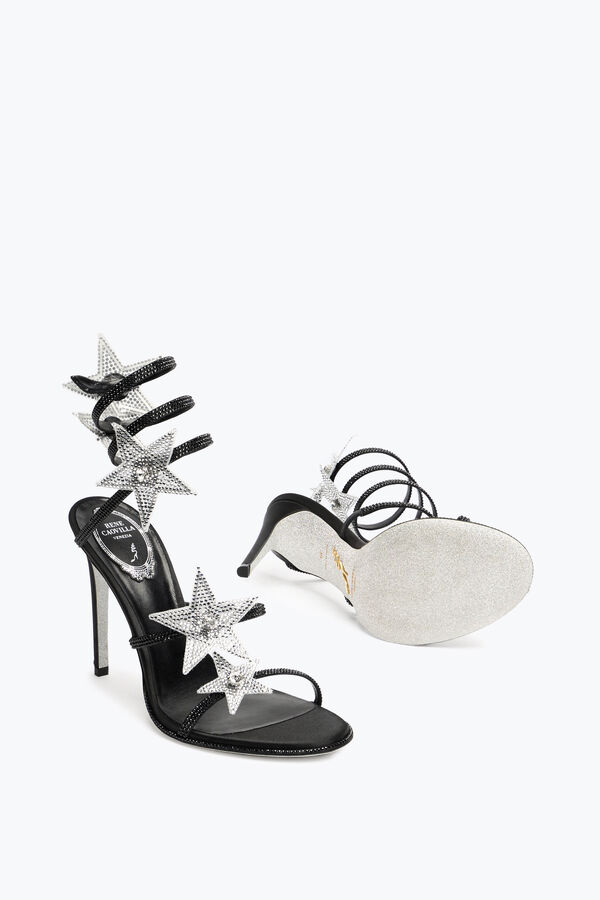 jeweled cleo star black amp silver sandal 105 rene caovilla